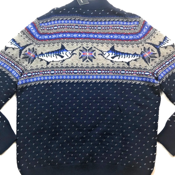 Vineyard Vines Zip Wool Blend Marlins Knit Sweater - Picture 8 of 8